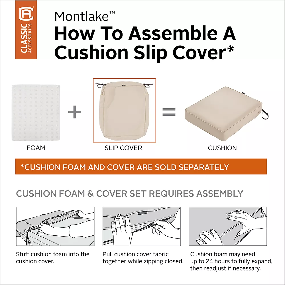 Classic Accessories Classic Accessories Montlake FadeSafe Rectangular Patio Lounge Seat Cushion Slip Cover 8 Classic Accessories Classic Accessories Montlake FadeSafe Rectangular Patio Lounge Seat Cushion Slip Cover - Image 6