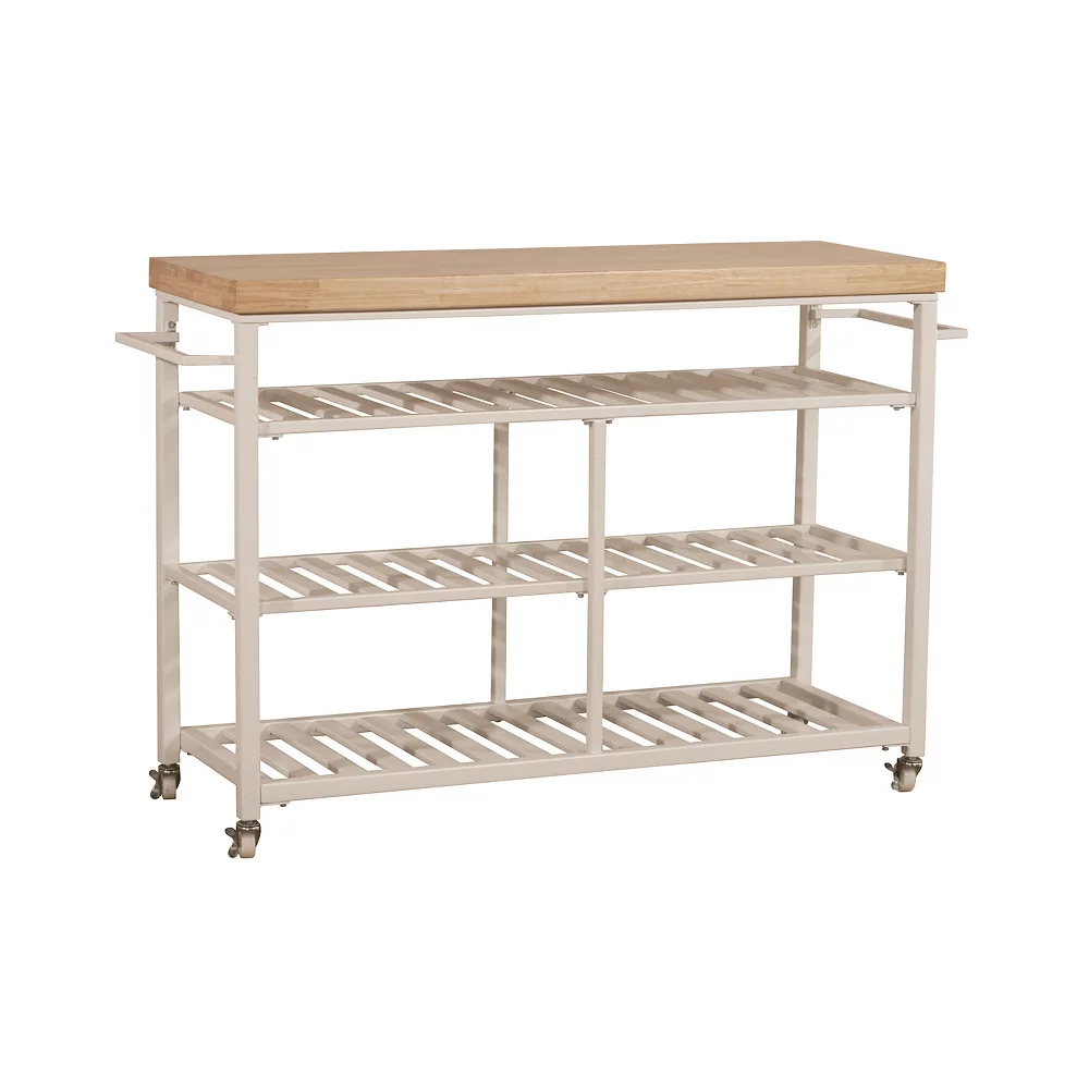 Hillsdale Furniture Kennon White Kitchen Cart W/ Wood Top 3 Hillsdale Furniture Kennon White Kitchen Cart W/ Wood Top