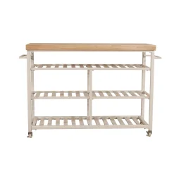 Hillsdale Furniture Kennon White Kitchen Cart W/ Wood Top 11 Hillsdale Furniture Kennon White Kitchen Cart W/ Wood Top -The Novogratz Shop 3863303 ALT3