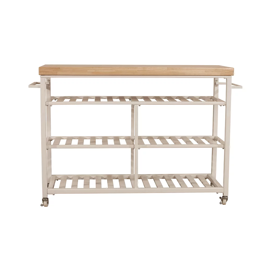 Hillsdale Furniture Kennon White Kitchen Cart W/ Wood Top 6 Hillsdale Furniture Kennon White Kitchen Cart W/ Wood Top - Image 4
