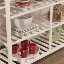 Hillsdale Furniture Kennon White Kitchen Cart W/ Wood Top 13 Hillsdale Furniture Kennon White Kitchen Cart W/ Wood Top -The Novogratz Shop 3863303 ALT5