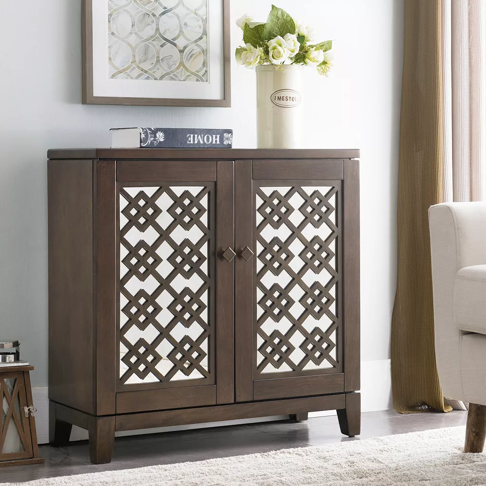 Leick Furniture Mirror Filigree Entryway Storage Cabinet 4 Leick Furniture Mirror Filigree Entryway Storage Cabinet - Image 2