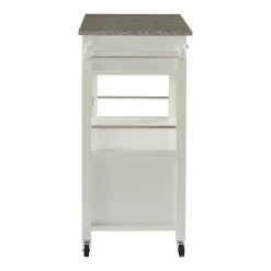 Linon Mitchell Black Kitchen Cart With Granite Top