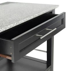 Linon Mitchell Black Kitchen Cart With Granite Top -The Novogratz Shop 3977092 ALT2