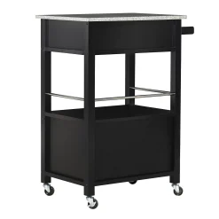 Linon Mitchell Black Kitchen Cart With Granite Top -The Novogratz Shop 3977092 ALT4