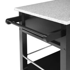 Linon Mitchell Black Kitchen Cart With Granite Top -The Novogratz Shop 3977092 ALT5