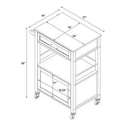 Linon Mitchell Black Kitchen Cart With Granite Top -The Novogratz Shop 3977092 ALT99