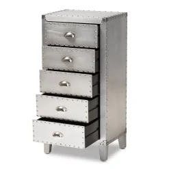 Baxton Studio Carel Silver 5-Drawer Storage Cabinet 10 Baxton Studio Carel Silver 5-Drawer Storage Cabinet -The Novogratz Shop 3978102 ALT2