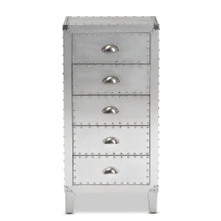 Baxton Studio Carel Silver 5-Drawer Storage Cabinet 11 Baxton Studio Carel Silver 5-Drawer Storage Cabinet -The Novogratz Shop 3978102 ALT3