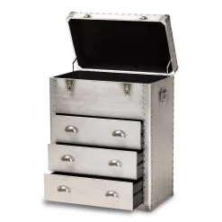 Baxton Studio Serge Silver Lift-Top 3-Drawer Storage Cabinet -The Novogratz Shop 3978152 ALT2