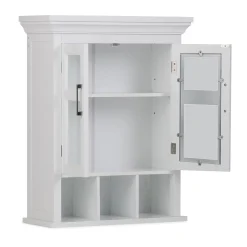 Simpli Home Avington Two-Door Wall Bath Cabinet With Cubbies -The Novogratz Shop 4263941 ALT2