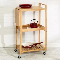 Honey-Can-Do 38-Inch Bamboo Kitchen Cart With Wheels -The Novogratz Shop 4433330 ALT4