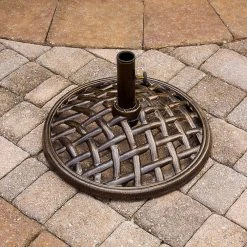 Hanover Accessories Faux Basketweave Umbrella Base 10 Hanover Accessories Faux Basketweave Umbrella Base -The Novogratz Shop 4637159 ALT2