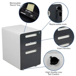 Flash Furniture Two-Tone 3-Drawer Filing Cabinet 11 Flash Furniture Two-Tone 3-Drawer Filing Cabinet -The Novogratz Shop 4805072 ALT4