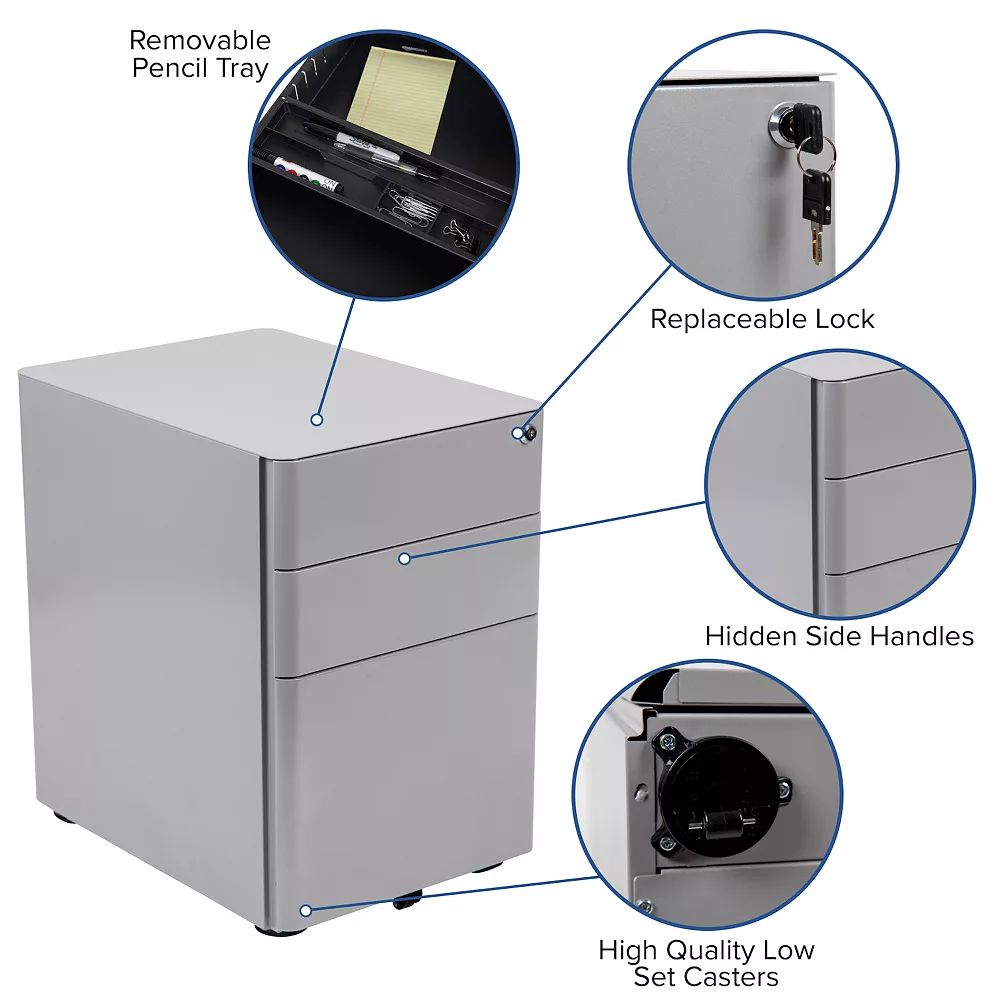 Flash Furniture Modern 3-Drawer Filing Cabinet 7 Flash Furniture Modern 3-Drawer Filing Cabinet - Image 5