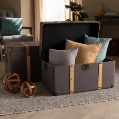 Baxton Studio Stephen Storage Trunk 2-piece Set -The Novogratz Shop 4820696 ALT2