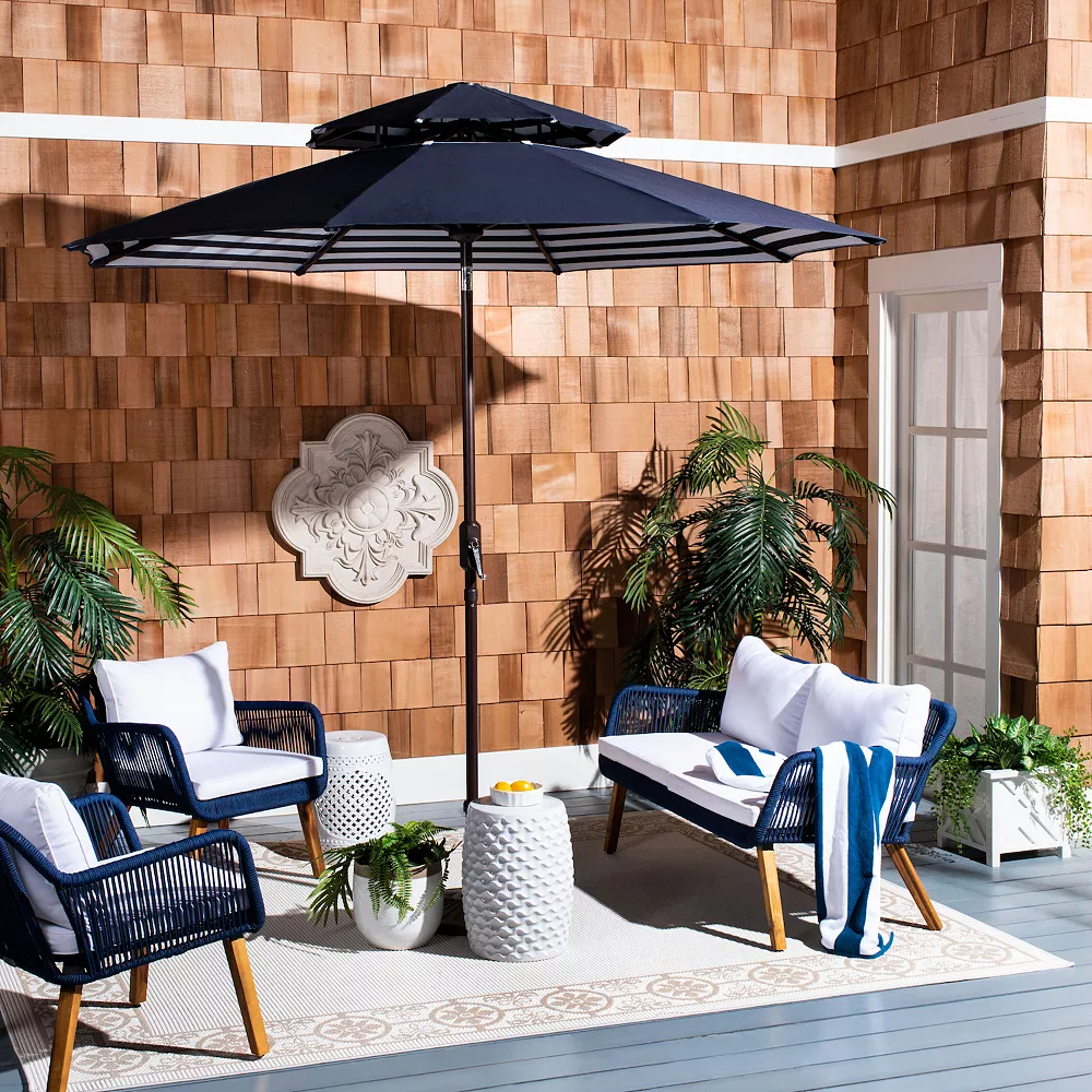 Safavieh Athens Double Top Crank Umbrella 4 Safavieh Athens Double Top Crank Umbrella - Image 2