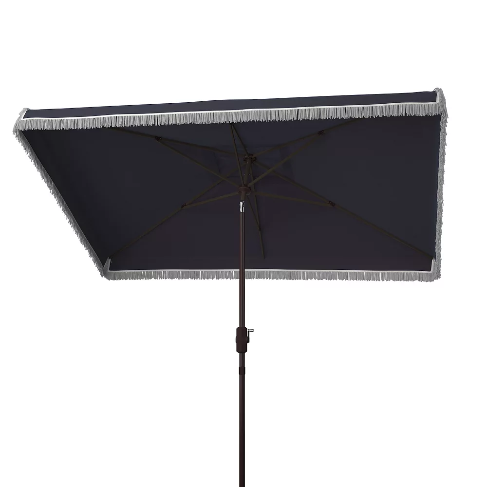 Safavieh Milan Fringe Rectangular Crank Umbrella 4 Safavieh Milan Fringe Rectangular Crank Umbrella - Image 2
