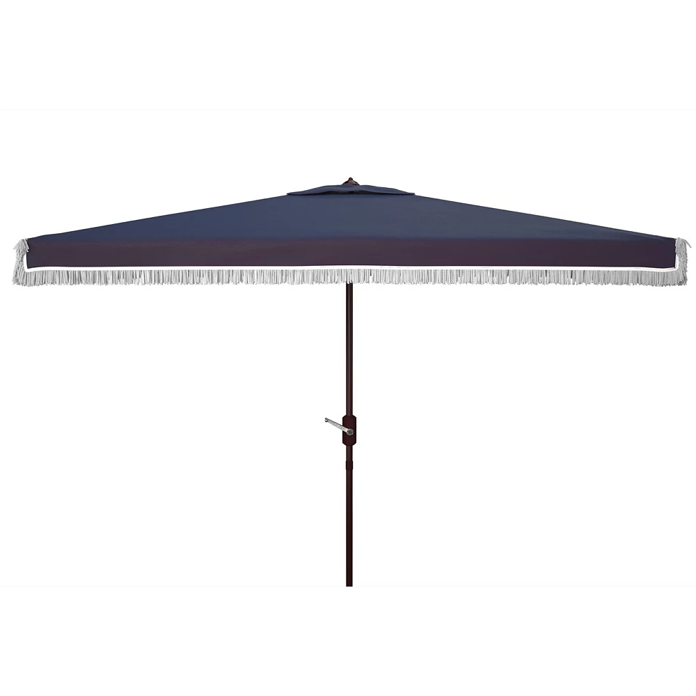 Safavieh Milan Fringe Rectangular Crank Umbrella 3 Safavieh Milan Fringe Rectangular Crank Umbrella