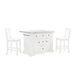 Crosley Julia Stainless Steel-Top Kitchen Island With Stools 3-piece Set