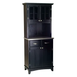 Homestyles Small Black Hutch Buffet - Stainless Steel Top