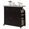 Hodedah Import Hodedah Kitchen Island Cabinet Drawer Storage With Spice & Towel Rack, Chocolate -The Novogratz Shop 5388912