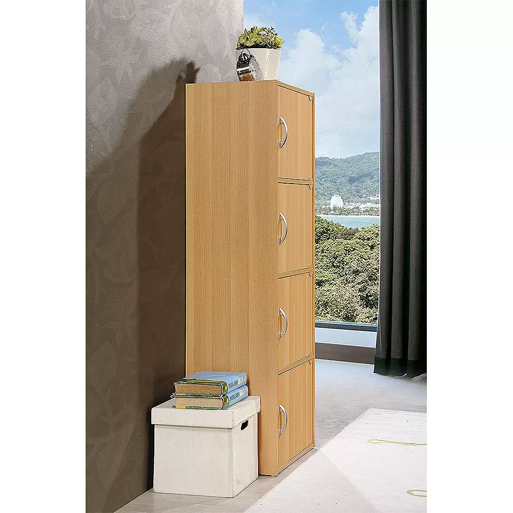 Hodedah Import Hodedah 4 Door Enclosed Multipurpose Storage Cabinet For Home Or Office, Beech 4 Hodedah Import Hodedah 4 Door Enclosed Multipurpose Storage Cabinet For Home Or Office, Beech - Image 2