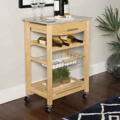 Linon Kitchen Island Granite Top -The Novogratz Shop 546409 ALT