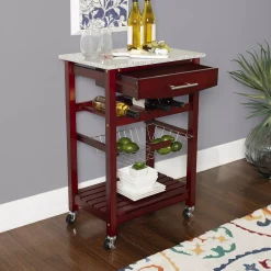 Linon Kitchen Island Granite Top -The Novogratz Shop 550797 ALT4