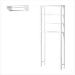 Bolton Dover Over Toilet Organizer With Open Shelving, Bathroom Shelf With 2 Towel Rods