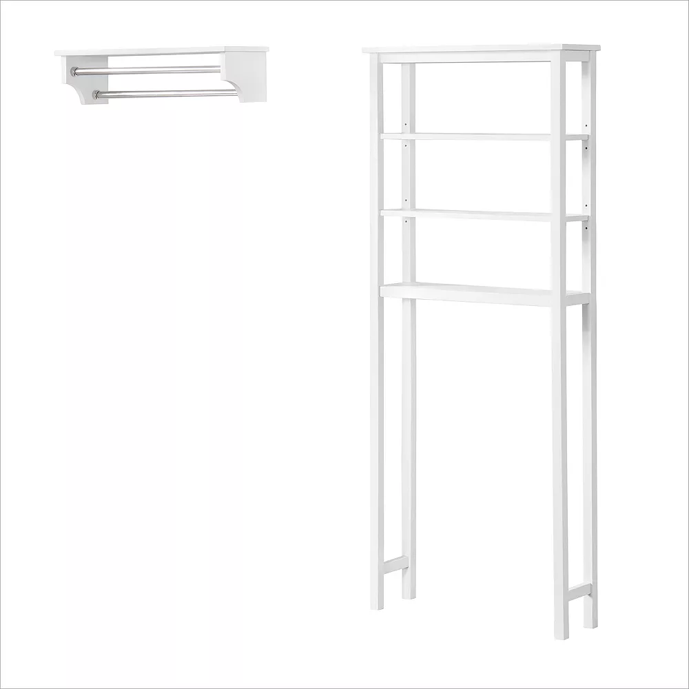 Bolton Dover Over Toilet Organizer With Open Shelving, Bathroom Shelf With 2 Towel Rods 3 Bolton Dover Over Toilet Organizer With Open Shelving, Bathroom Shelf With 2 Towel Rods