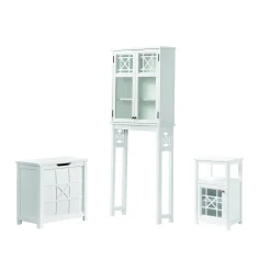 Alaterre Furniture Derby 4-Piece White Bath Set With Toilet Shelf