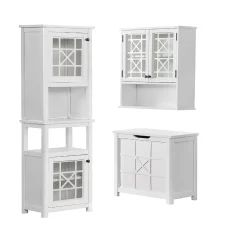 Alaterre Furniture Derby 4-Piece White Bath Set With Cabinet