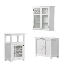 Alaterre Furniture Derby 3-Piece White Bath Set With Wall Cabinet