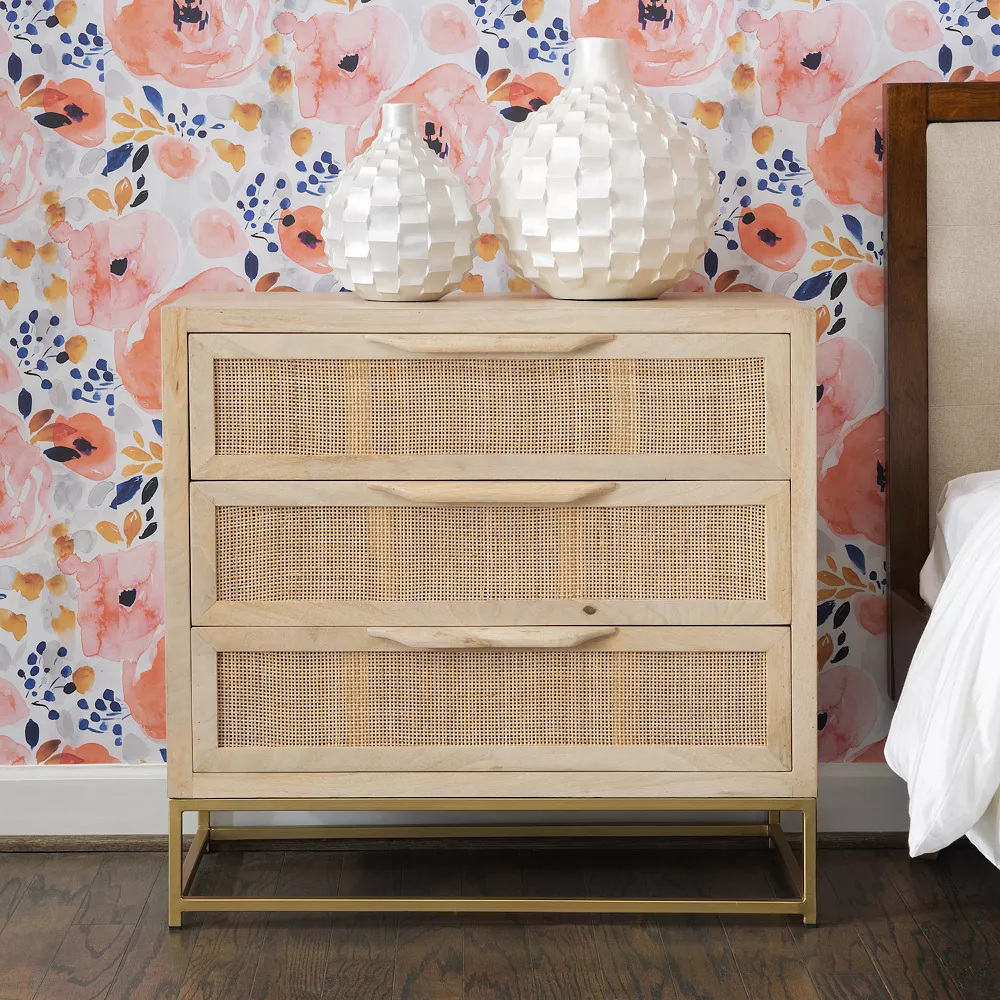 Linon Janie Rattan 3-Drawer Cabinet 4 Linon Janie Rattan 3-Drawer Cabinet - Image 2