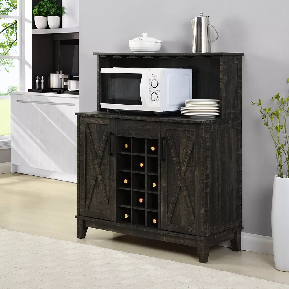 Home Source Farmhouse Microwave Stand Storage Cabinet 5 Home Source Farmhouse Microwave Stand Storage Cabinet - Image 3