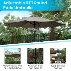 Flash Furniture 8.5-ft. Round Crank & Tilt Umbrella -The Novogratz Shop 5698420 ALT4