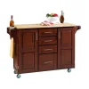 Homestyles Wood-Top Cabinet Kitchen Cart -The Novogratz Shop 574113 Cherry