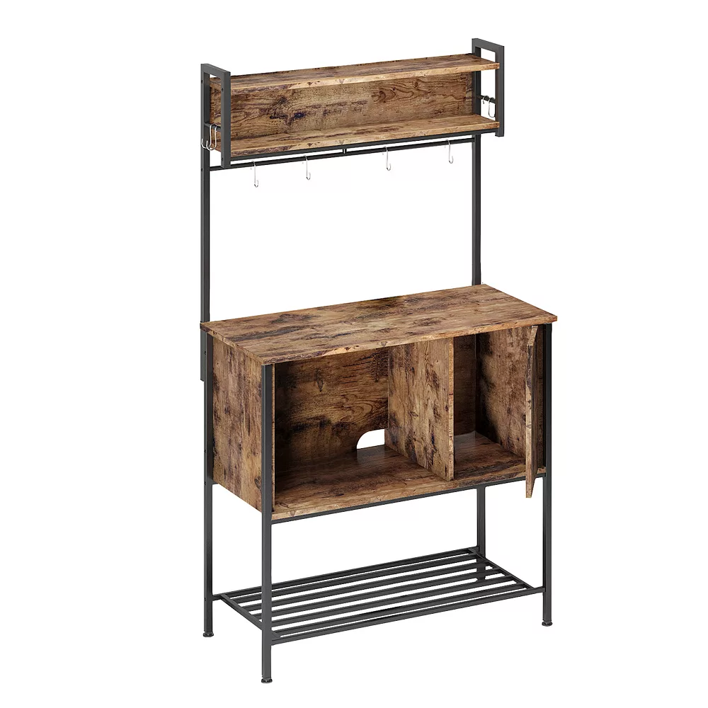 Bestier Modern Multifunctional Hutch With Hanging Hooks, 60 Inch Tall, Brown 3 Bestier Modern Multifunctional Hutch With Hanging Hooks, 60 Inch Tall, Brown