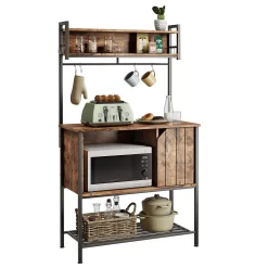 Bestier Modern Multifunctional Hutch With Hanging Hooks, 60 Inch Tall, Brown 7 Bestier Modern Multifunctional Hutch With Hanging Hooks, 60 Inch Tall, Brown -The Novogratz Shop 5763150 ALT