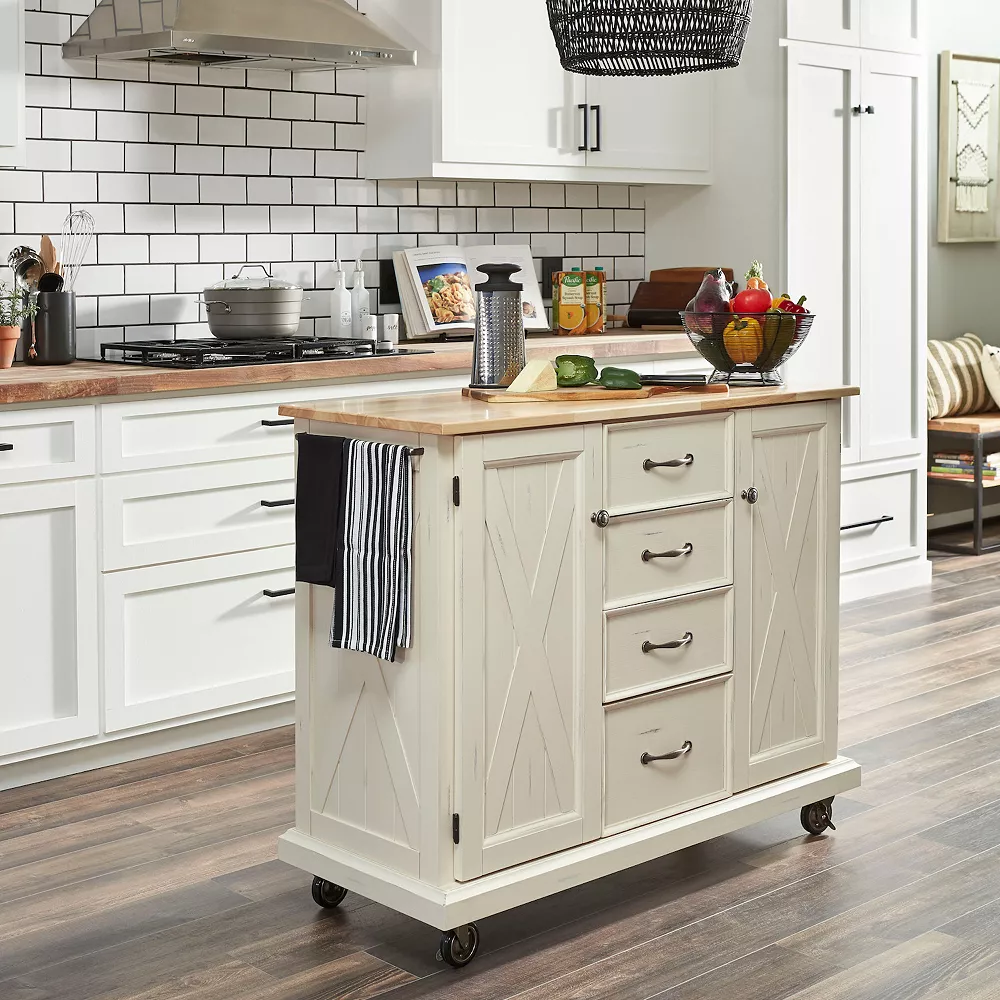 Homestyles Seaside Lodge 4-Drawer Kitchen Cart 5 Homestyles Seaside Lodge 4-Drawer Kitchen Cart - Image 3