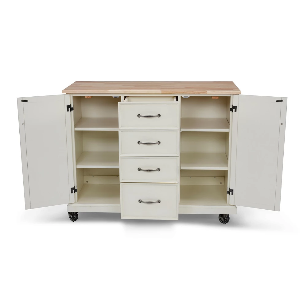 Homestyles Seaside Lodge 4-Drawer Kitchen Cart 8 Homestyles Seaside Lodge 4-Drawer Kitchen Cart - Image 6