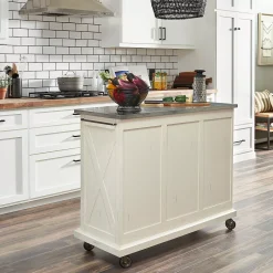 Homestyles Seaside Lodge Stainless Steel Top Kitchen Island / Cart -The Novogratz Shop 5780209 ALT4