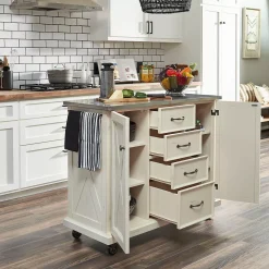 Homestyles Seaside Lodge Stainless Steel Top Kitchen Island / Cart -The Novogratz Shop 5780209 ALT6