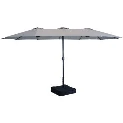 Sunnydaze Decor Sunnydaze 15 Ft Steel Double-Sided Patio Umbrella With Sandbag Base - Gray