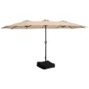 Sunnydaze Decor Sunnydaze 15 Ft Steel Double-Sided Patio Umbrella With Sandbag Base - Tan -The Novogratz Shop 5809790