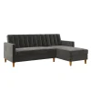 Atwater Living Karen Futon Sectional With Storage -The Novogratz Shop 5810116 Dark Gray Velvet