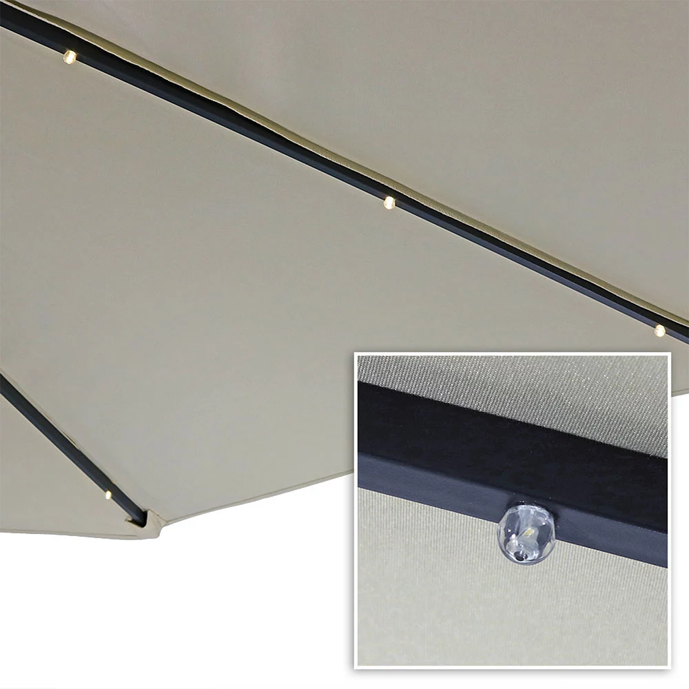 Sunnydaze Decor Sunnydaze 10 Ft Solar Offest Steel Patio Umbrella With Crank - Beige 5 Sunnydaze Decor Sunnydaze 10 Ft Solar Offest Steel Patio Umbrella With Crank - Beige - Image 3