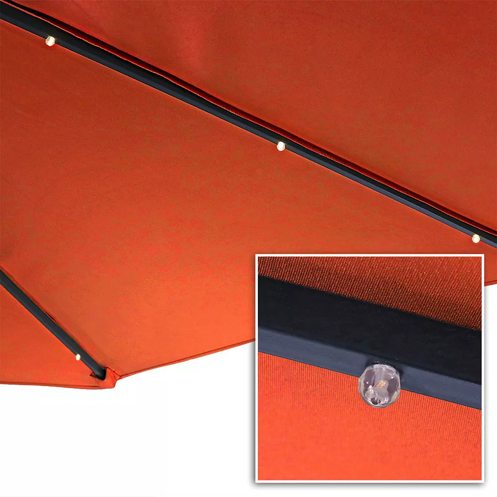 Sunnydaze Decor Sunnydaze 10 Ft Solar Offset Steel Patio Umbrella With Crank - Burnt Orange 5 Sunnydaze Decor Sunnydaze 10 Ft Solar Offset Steel Patio Umbrella With Crank - Burnt Orange - Image 3