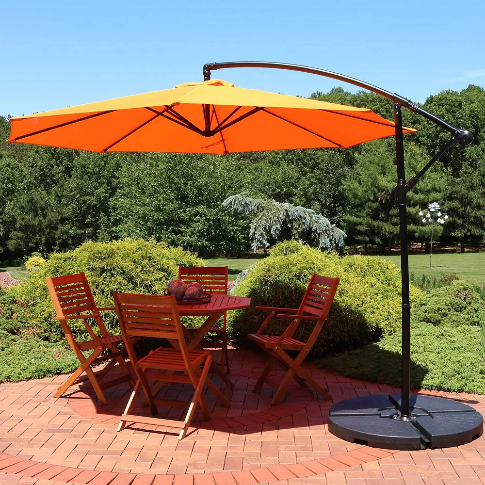 Sunnydaze Decor Sunnydaze 9.5 Ft Cantilever Offset Patio Umbrella With Crank - Tangerine 4 Sunnydaze Decor Sunnydaze 9.5 Ft Cantilever Offset Patio Umbrella With Crank - Tangerine - Image 2